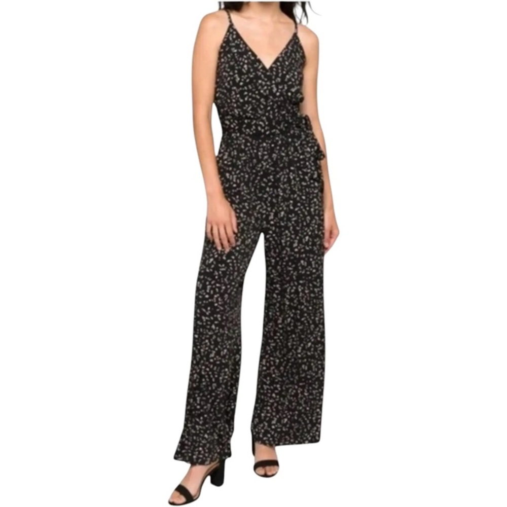 Chic Black and White Speckled Jumpsuit
